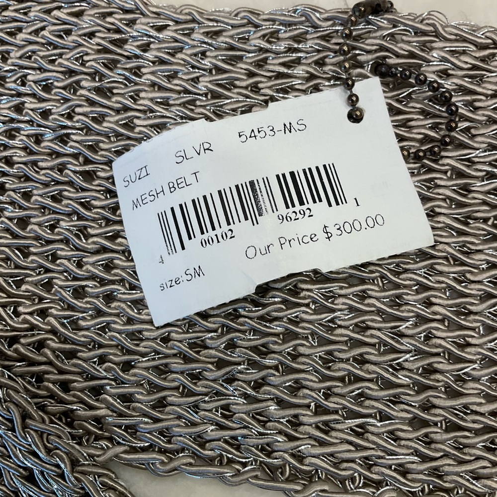Silver woven wide belt w/ leather detail, adjustable size/one size fits all, NWT - Picture 3 of 11